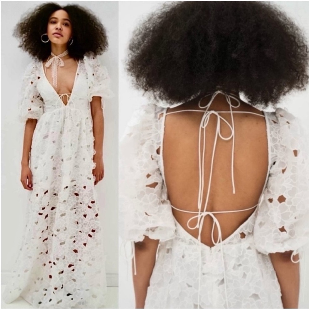 NWT For Love and Lemons Leighton Floral Embroidered Eyelet Lace Maxi Dress Small